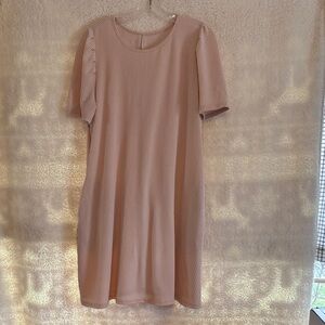 Casual Ribbed Midi Dress in Dusty Pink